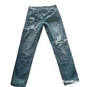 Denim Colab Salt Water & Song Womens Mid Rise Boyfriend Distressed Denim 9